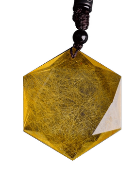 金发晶六芒星吊坠项链恶魔之眼