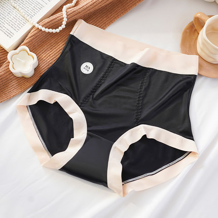 奢华绸缎高腰收腹大码200斤内裤女10a抑菌蚕丝加长裆轻塑无痕短