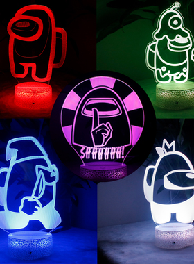 amongus周边3D视觉led创意生日礼物usb太空狼人杀小夜灯触摸开关