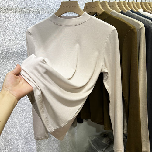 长袖经典百搭薄款小立领莫代尔