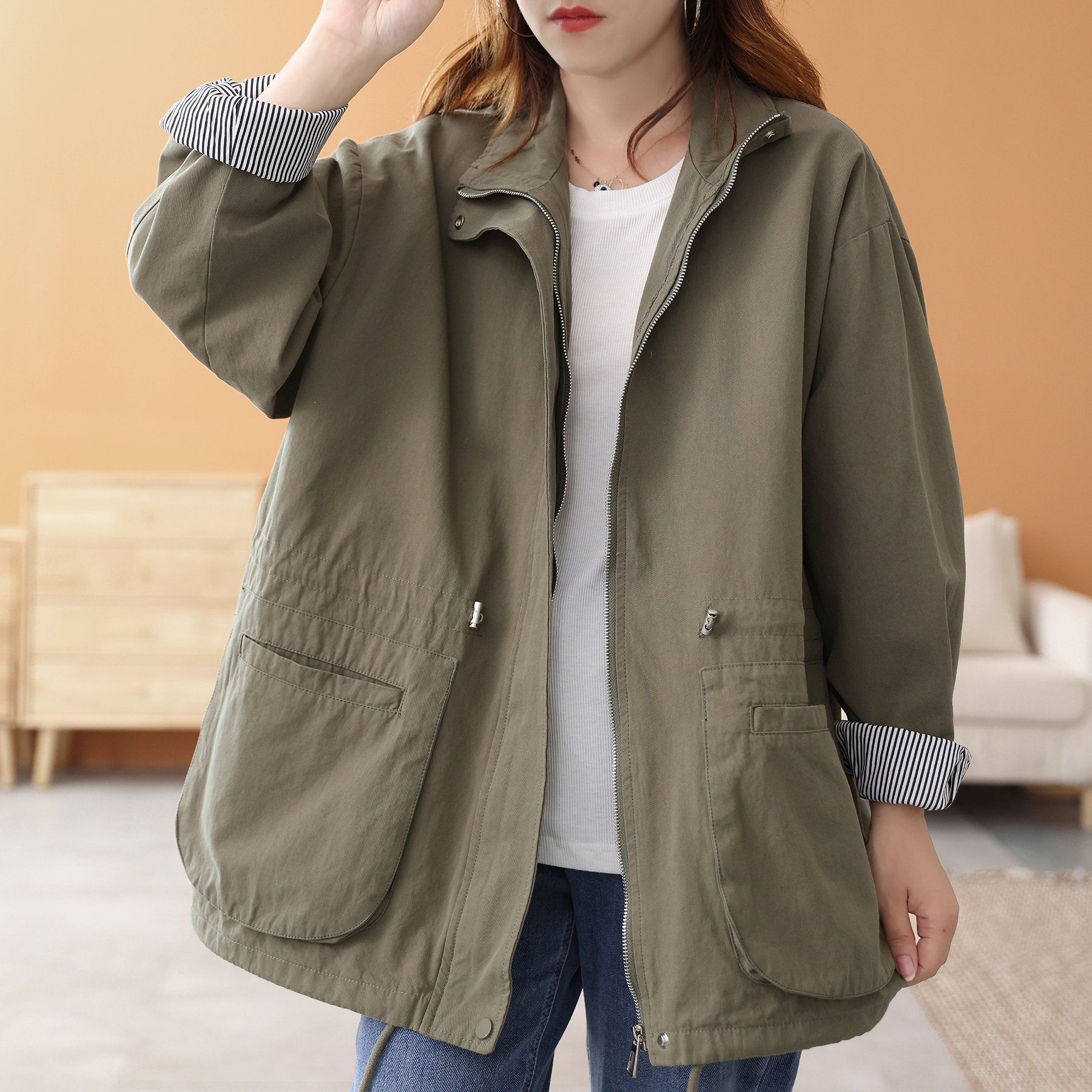 百搭工装棉质短外套新款宽松休闲