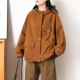 防风显瘦大口袋休闲外套 都市轻露营 绿素棉 100%棉连帽风衣女装