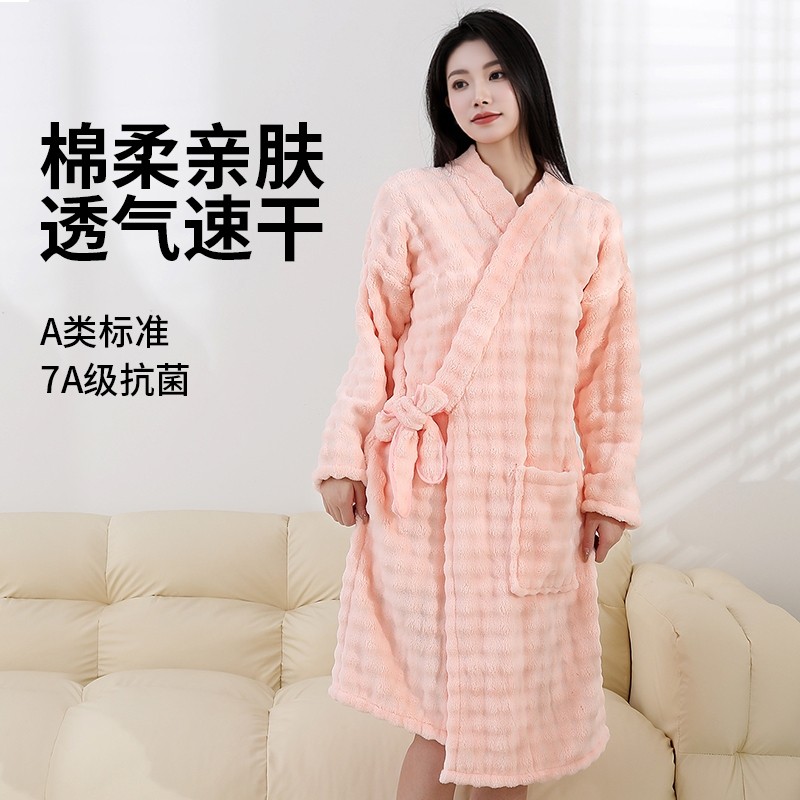 新款时尚可穿式系带浴袍睡袍吸水速干浴巾不掉毛柔软舒适成人裕裙