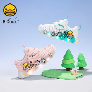 子男童学步鞋 网面透气女童亮灯鞋 小白鞋 款 夏季 B.Duck小黄鸭宝宝鞋