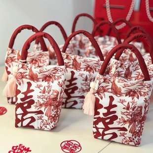 新款原创设计结婚喜糖袋子手提糖果免折叠布袋高级感婚礼回礼礼袋