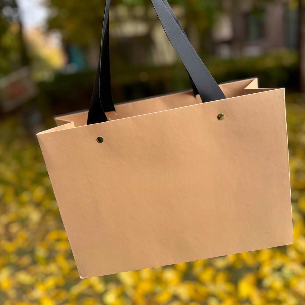 空白牛皮纸手提袋螺纹绳可印刷