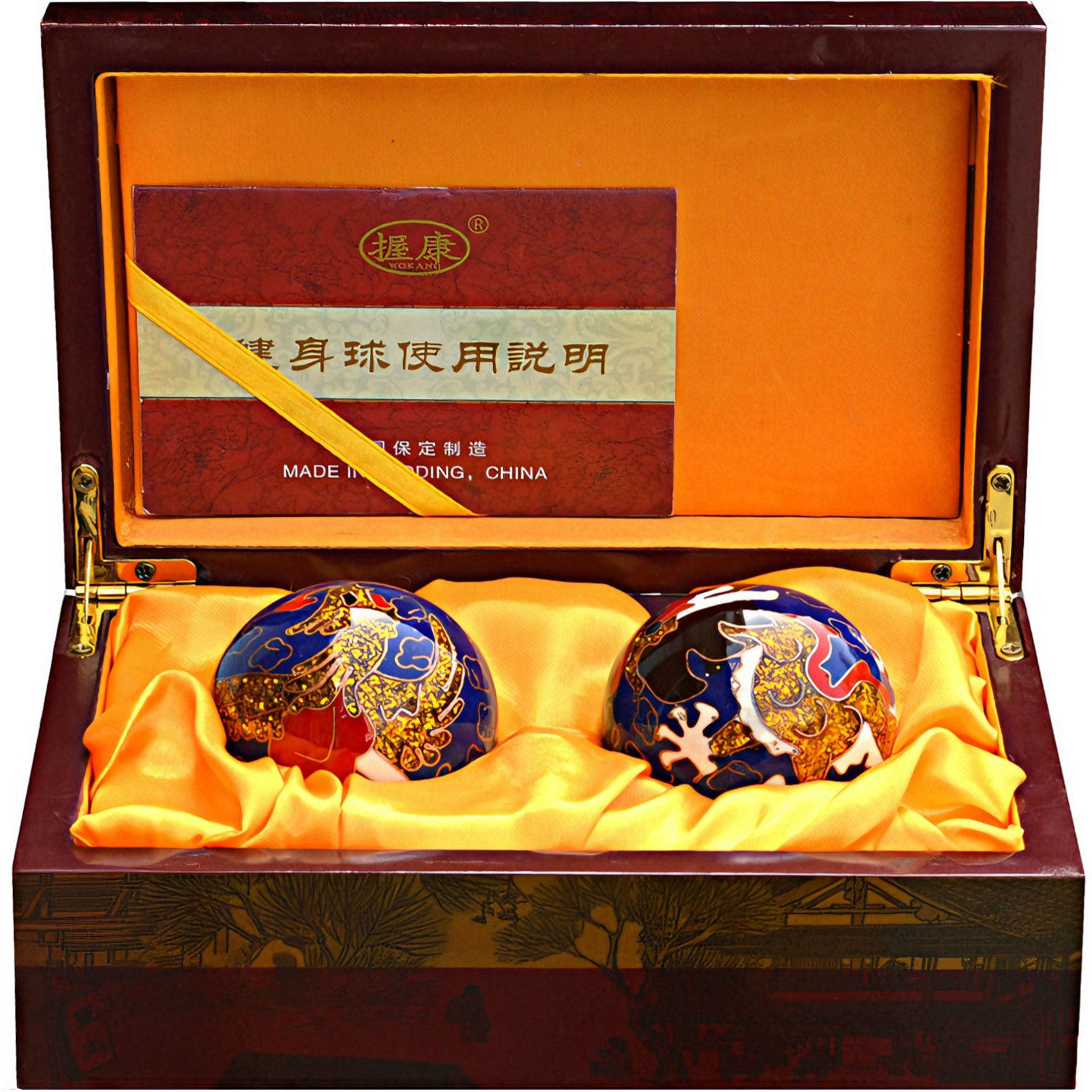 保定铁球健身手握保健球手球景泰蓝球龙凤呈祥太极福寿牡丹上河图