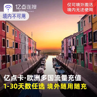 亿点充值 英国土耳其电话卡欧洲33国通用高速流量充值
