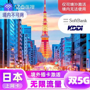 日本【无限流量】上网卡5G手机电话卡旅游sim卡SoftBank多网kddi