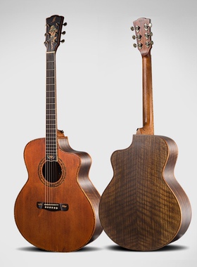 美丽达DG-20FOLC41寸GC型缺角云杉虎纹胡桃木面单吉他配加厚包