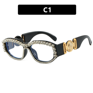 小框镶钻平光镜防蓝光奢华闪耀眼镜框时尚 饰眼镜架女 猫眼感装