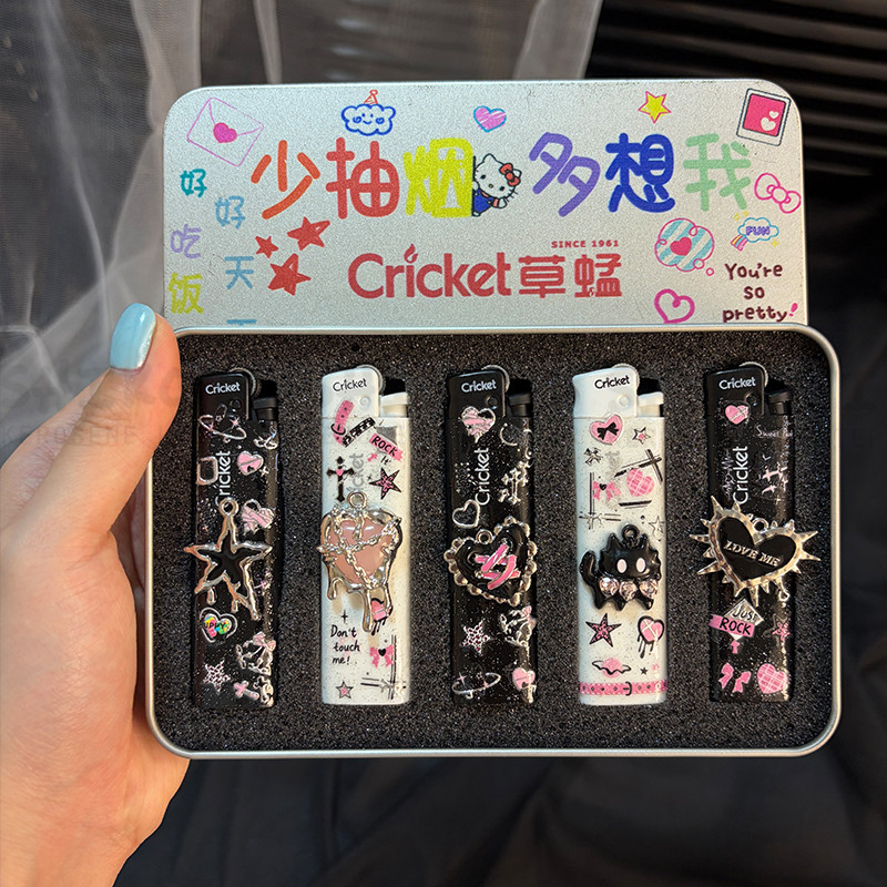 Cricket正品草蜢砂轮打火机创意手工diy一次性明火高颜值送男友