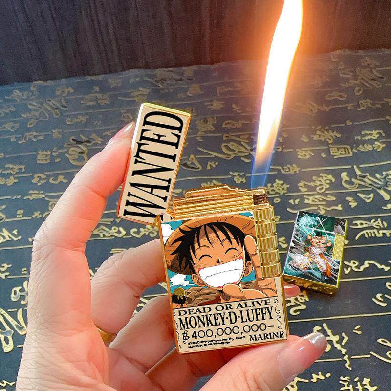 高颜值创意朗声侧滑充气火机个性海贼王钢音档男士颜值送男友耐用