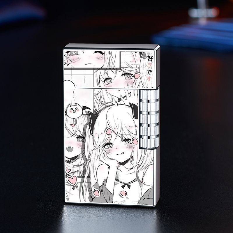 二次元动漫美女打火机朗声充气金属明火高颜值网红爆款创意送男友