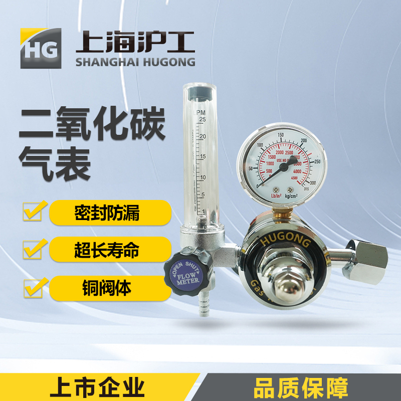 上海沪工二氧化碳气表加热气表36V压力表气表气体流量计减压表CO2