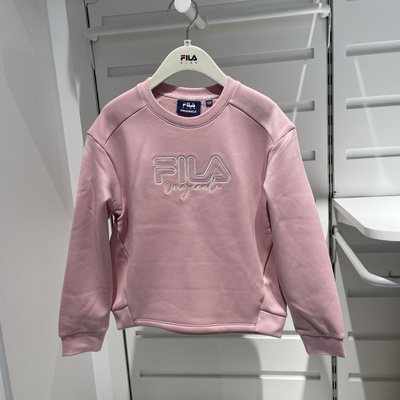 FILA斐乐童装25冬季女大童加绒保暖抗菌针织套头衫卫衣K62G541201