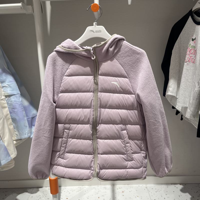 安踏童装儿童外套25冬季新款女大童保暖连帽轻薄羽绒服 362546905