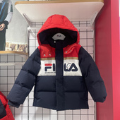 斐乐FILA童装 2025冬季 男小童防泼水宽松连帽保暖羽绒服K11B541905