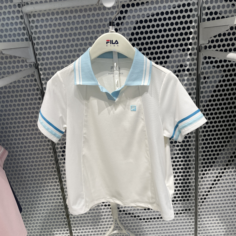 FILA斐乐童装25年夏女大童吸湿凉感运动POLO衫短袖T恤 K62G523103