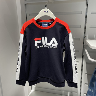 FILA斐乐童装26春季新款男大童针织套头衫时尚休闲卫衣K62B611206