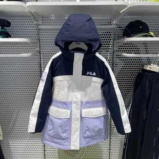 斐乐FILA童装25冬季女大童宽松连帽保暖百搭羽绒服外套K12G541903