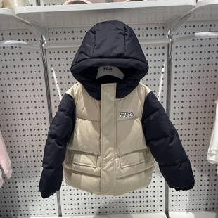 斐乐FILA童装25冬季男小童休闲百搭加厚保暖连帽羽绒服K11B544906