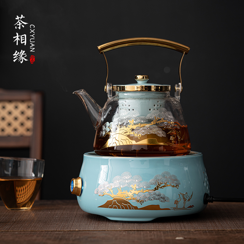 电陶炉围炉煮茶器煮茶炉玻璃煮茶壶烧水蒸茶壶茶具套装耐高温家用