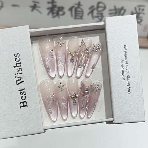 手工穿戴甲纯手作甲片高级感法式高工长款高货精品假指甲成品显白