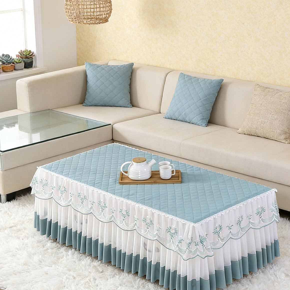 蕾丝花边布艺茶几罩特价防滑加厚家用客厅餐桌防尘保护垫沙发装饰,居家布艺,茶几垫,淘宝优惠券,粉丝福利购,淘宝优惠卷