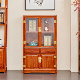 花梨木矮书柜新中式全实木储物柜展示柜刺猬紫檀书橱书架边柜组合
