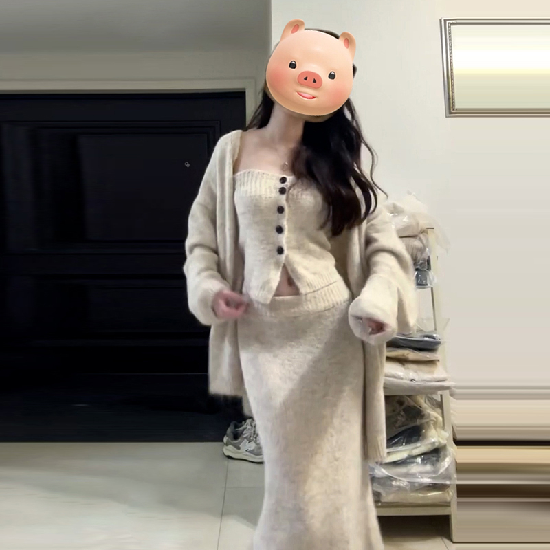 法式针织毛衣洋装子女2025新款早秋季穿搭小香温柔气质套装长裙