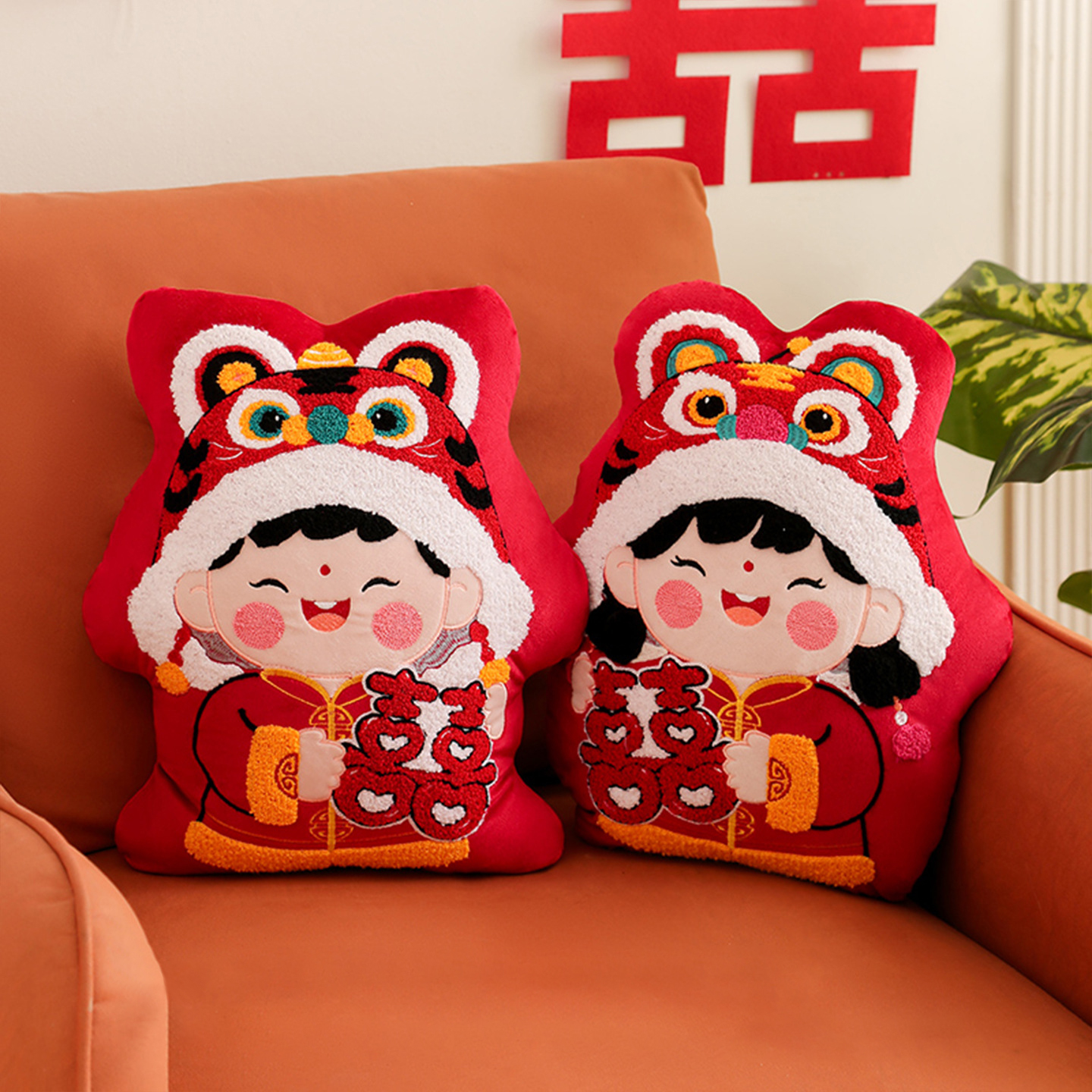 压床娃娃结婚一对礼物婚庆用品婚礼婚房摆件喜娃婚床公仔情侣抱枕