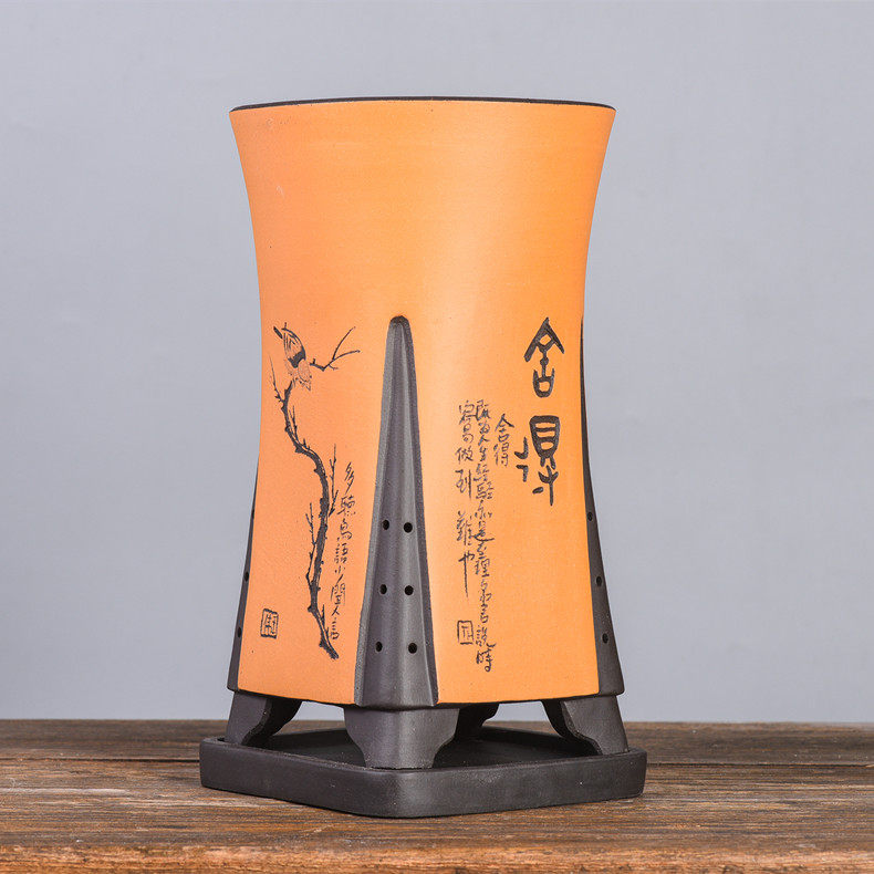 精品 宜兴兰花专用花盆 现代风格 天圆地方 桌面客厅透气景观盆