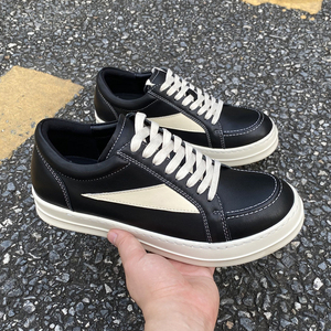 2022ss真皮ro低帮鞋男厚底黑白系带暗黑风嘻哈高街休闲板鞋潮欧美