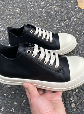 2025秋单鞋透气厚底RO FABLED低帮鞋真皮男鞋系带板鞋黑色潮鞋女