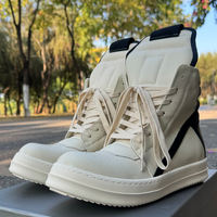 European Station trendy shoes, high-top shoes, men's black and white RO FABLED inverted triangle thick-laced casual shoes, height-increasing genuine leather boots thumbnail 4
