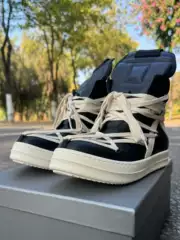 European and American Trendy Shoes Ro Fabled High-Top Shoes Inverted Triangle Five-Pointed Star Genuine Leather Men's Shoes Six-Pointed Star Geometric Pattern