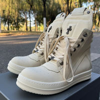 European Station trendy shoes, high-top shoes, men's black and white RO FABLED inverted triangle thick-laced casual shoes, height-increasing genuine leather boots thumbnail 6