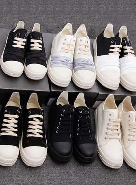 RO FABLED 低帮鞋黑白色男鞋系带帆布鞋腊布绸缎皱褶低帮鞋潮鞋