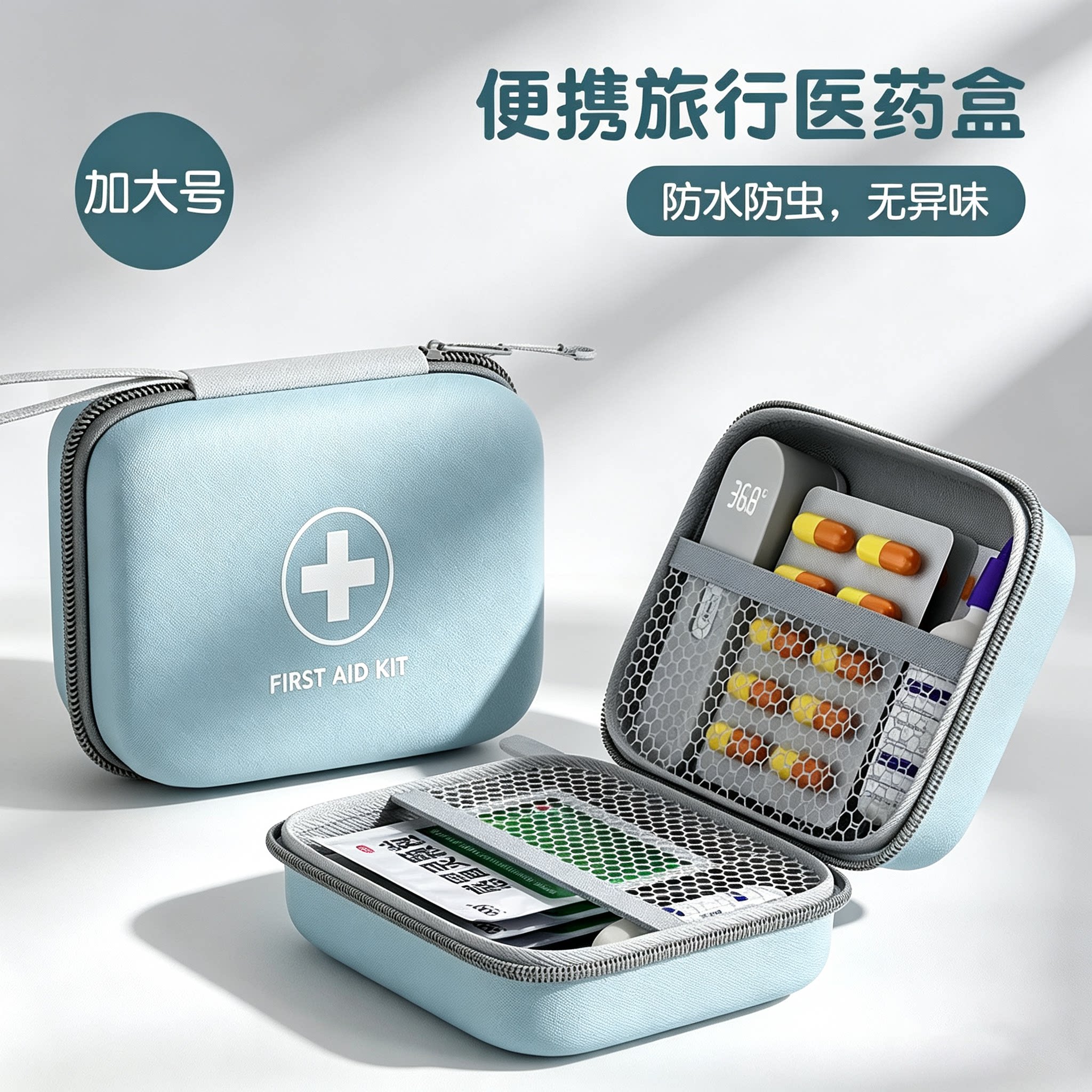 便携旅行医药包多功能户外药盒学生宿舍小号急救包随身药品收纳包
