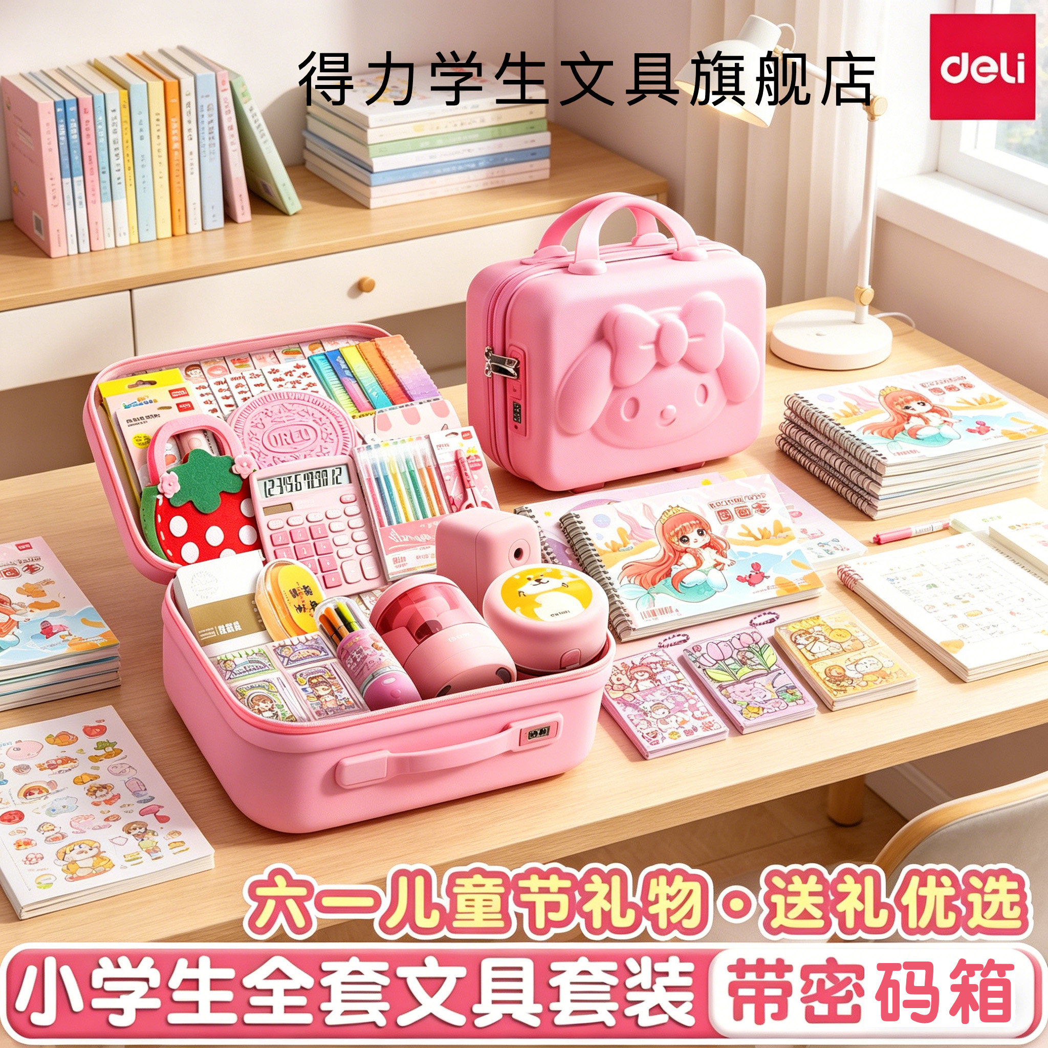 得力六一儿童节文具礼盒套装一年级开学入学必备大礼包小学生电动学习用品女孩女生高颜值初中生伴手礼礼物