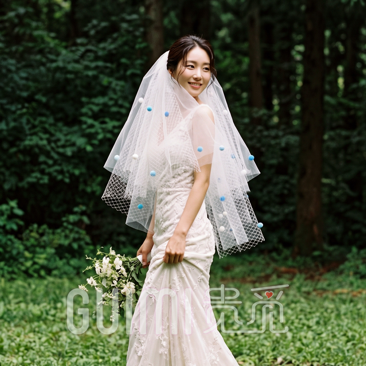 多巴胺彩色球球网纱头纱新娘结婚求婚领证可爱造型旅拍照头饰