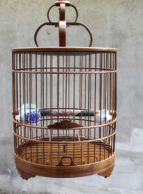 鸟笼 紫竹鸟笼 画眉八哥鹩哥鸟笼 抛光鸟笼 鸟笼全套配齐  画眉笼