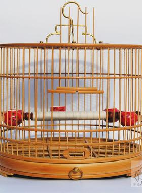 红子靛颏竹鸟笼老竹皮抛光精品64条和56条手工鸟笼带抽屉鸟笼