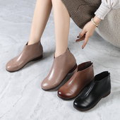 平底防滑秋冬舒适加绒短靴牛筋底春秋单靴时尚 休闲女靴切尔西靴