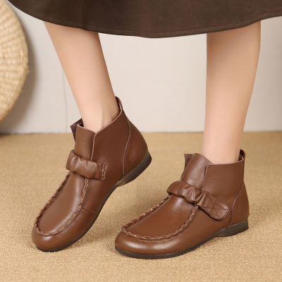 牛筋软底马丁靴手工褶皱设计