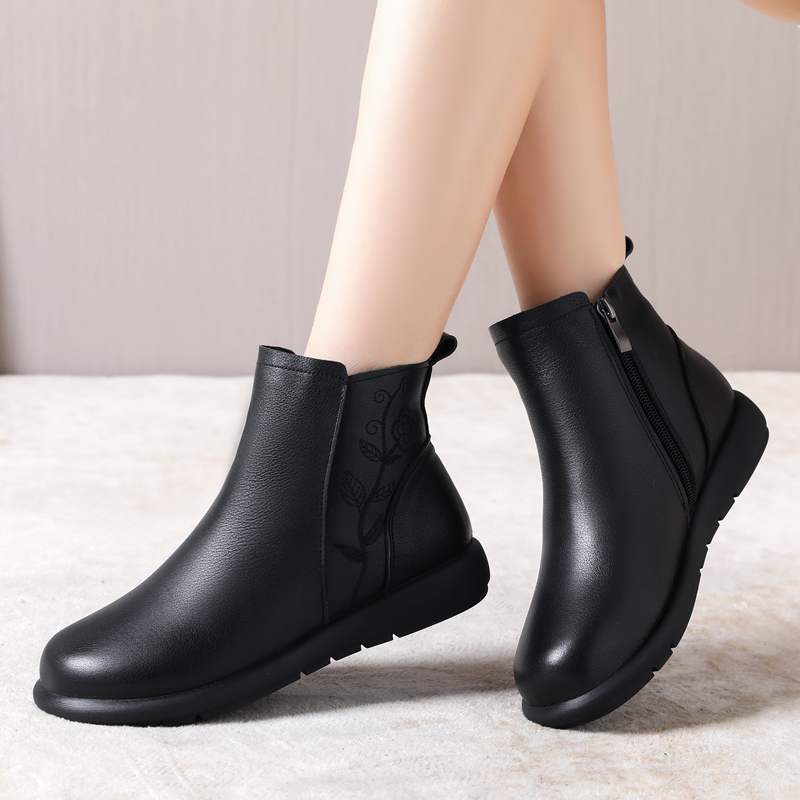 牛筋底百搭圆头单靴舒适短靴防滑