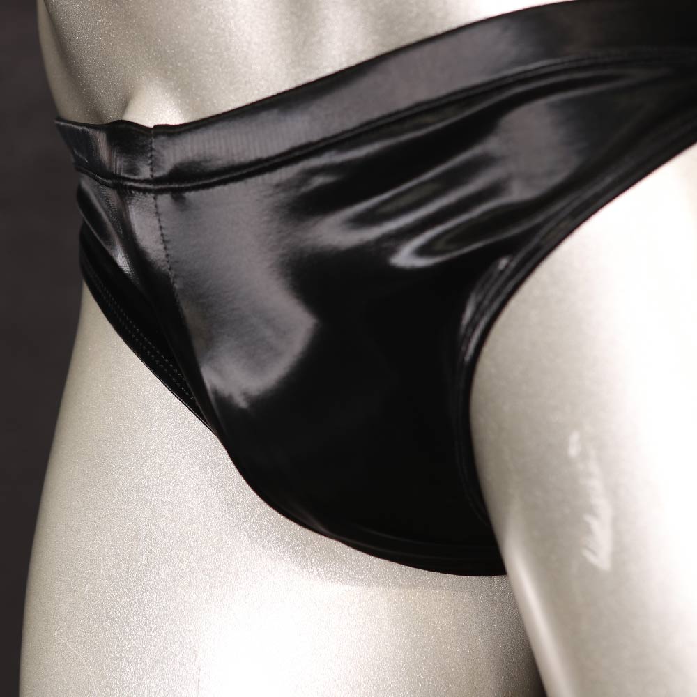 男士低腰鲨鱼PU小三角皮内裤NK41性感抽裆小三角防水高弹皮内裤
