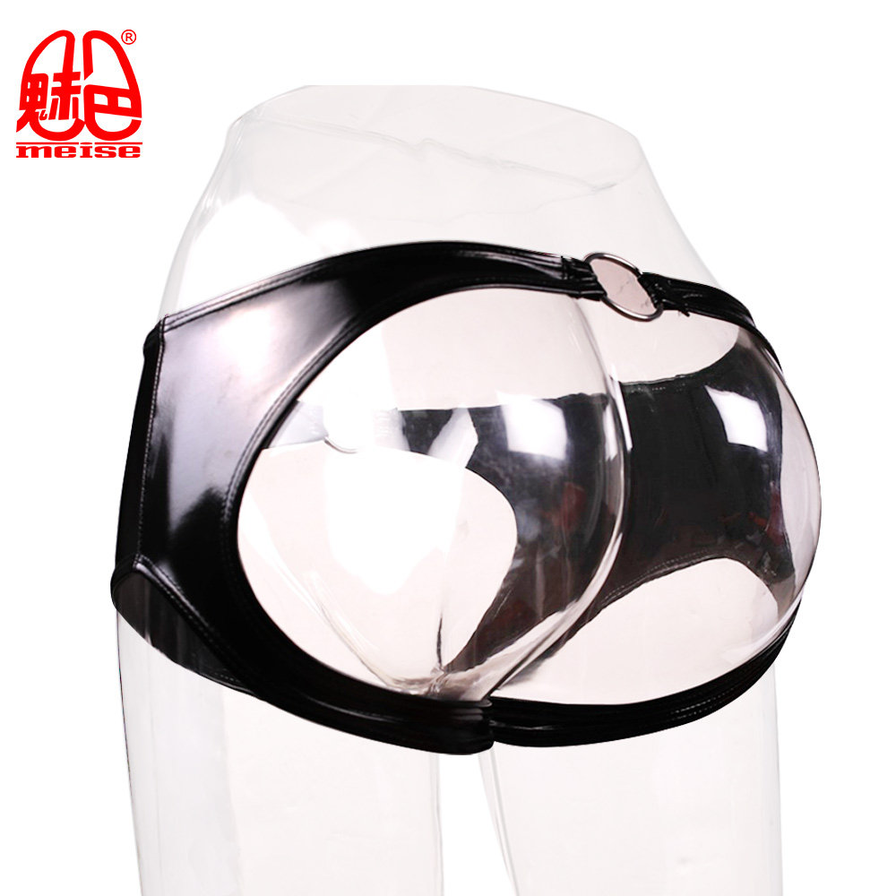 魅色新款男士亮面乳胶氨拉环腰搂空小平角NK02前后空裆铁环内裤,女士内衣/男士内衣/家居服,男三角内裤,淘宝优惠券,粉丝福利购,淘宝优惠卷