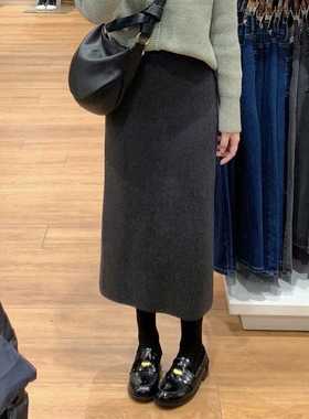 毛线针织半身裙女2025新款秋冬小个子中长款加厚包臀冬裙a字长裙